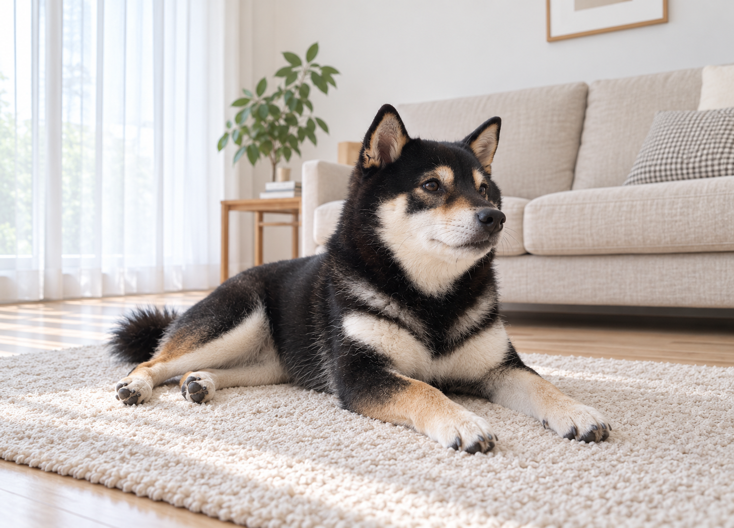 食後に穏やかに過ごす愛犬の様子