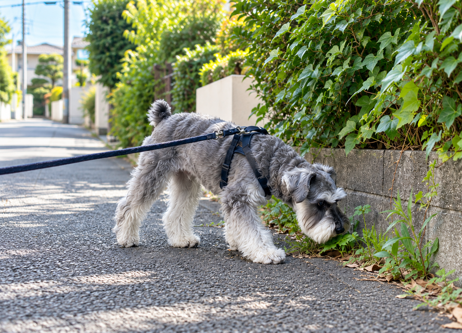 長めの散歩を楽しむ犬