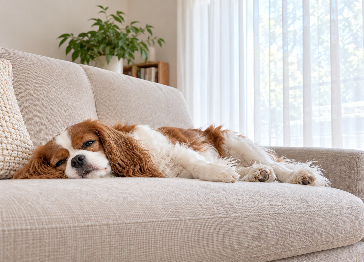 食欲や体調の変化を心配して愛犬を見守る飼い主